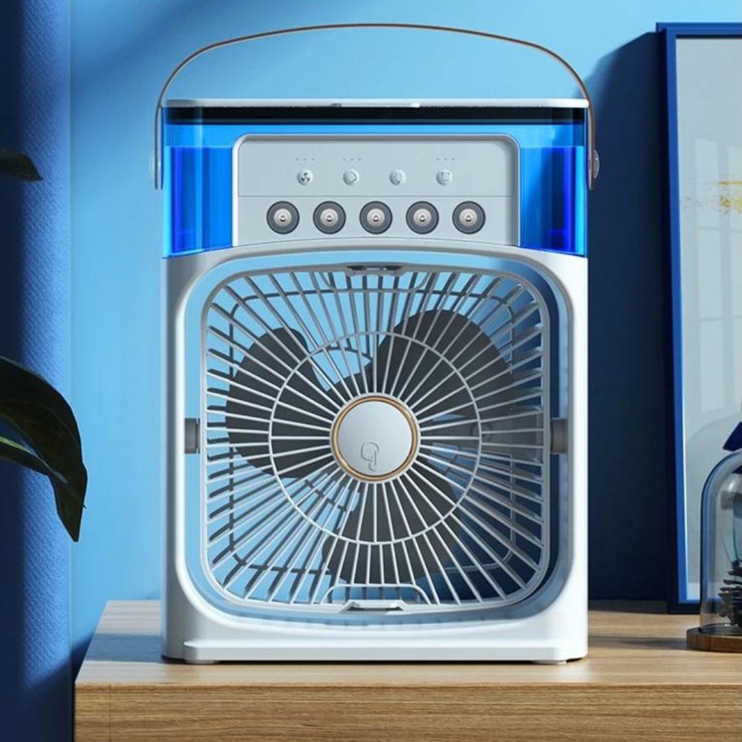 Melhor Mini Ventilador Portátil com Umidificador de Ar | Achei na Shopee Mini Ventilador Portátil 3 Velocidades Umidificador De Ar Com Iluminação Led Usb