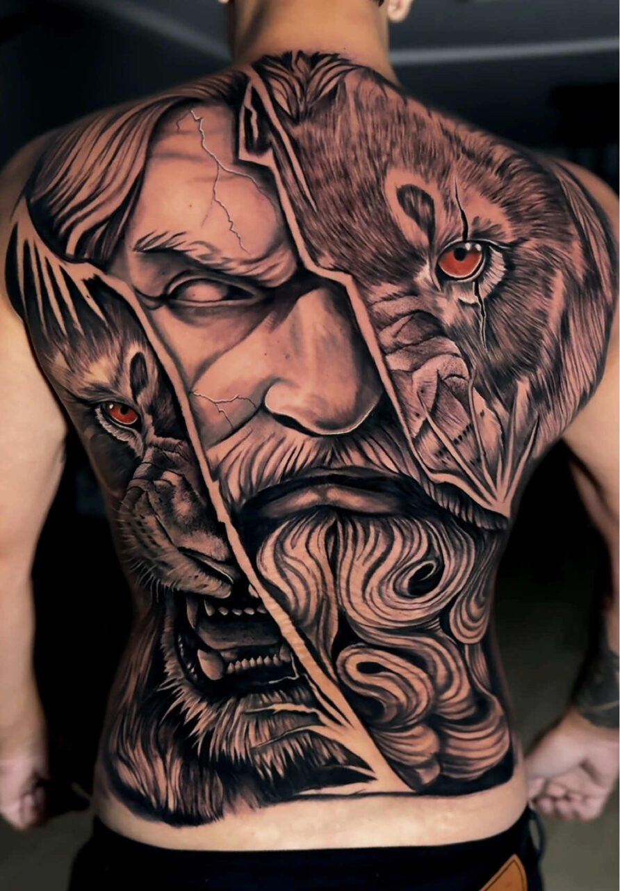 Fechamento de Costa: 12 ideias de tatuagem para fechar as costas masculina tatuagem Fechamento de costa